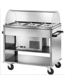 Carrello espositore refrigerato in acciaio inox GN1/1 con cupola in plexiglass cm 124x72x126 h