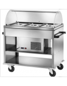 Carrello espositore refrigerato in acciaio inox GN1/1 con cupola in plexiglass cm 124x72x126 h