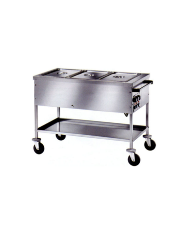 Carrello termico inox bagnomaria a temperatura differenziata 2x1/1 GN cm 84x65x85h