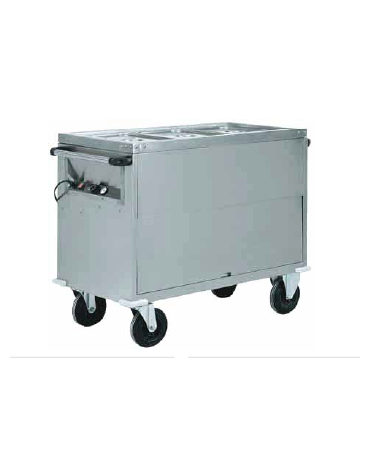 Carrello termico armadiato in acciaio inox bagnomaria 3x1/1 GN cm 130x68x92h