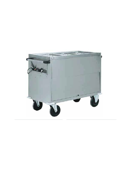 Carrello termico armadiato in acciaio inox bagnomaria 3x1/1 GN cm 130x68x92h