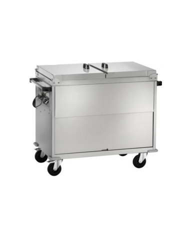 Carrello termico armadiato in acciaio inox bagnomaria 2x1/1 GN cm 96x68x102h