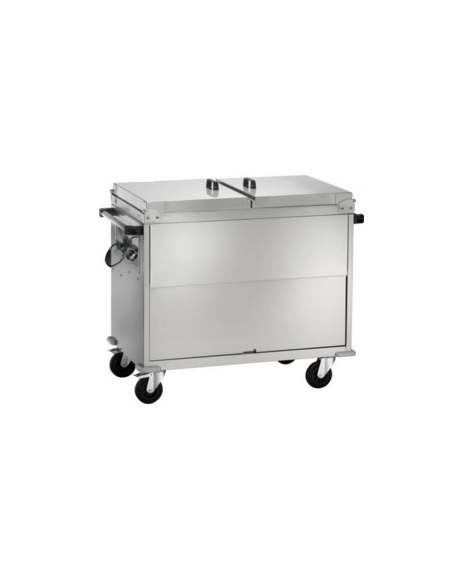 Carrello termico armadiato in acciaio inox bagnomaria 2x1/1 GN cm 96x68x102h