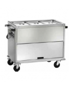 Carrello termico armadiato con temparatura differenziata in acciaio inox bagnomaria 3x1/1 GN cm 130x68x92h