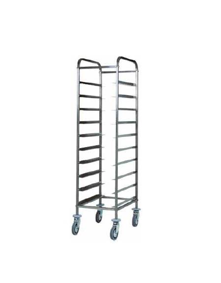 Carrello portavassoi in acciaio inox - portata 10 vassoi GN cm 38x62x175h