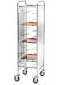 Carrello portavassoi universale inox con pareti laterali inox - 10 vassoi cm 52x62x175h