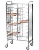 Carrello portavassoi universale inox con pareti laterali inox-20 vassoi cm 95x62x175h