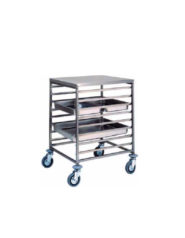 Carrello portateglie inox - Portata  8 teglie GN 2/1 oppure 16 GN 1/1 cm 65x76x94h