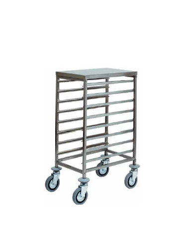 Carrello portateglie inox - Portata  8 teglie GN 1/1 cm 45x66x94h