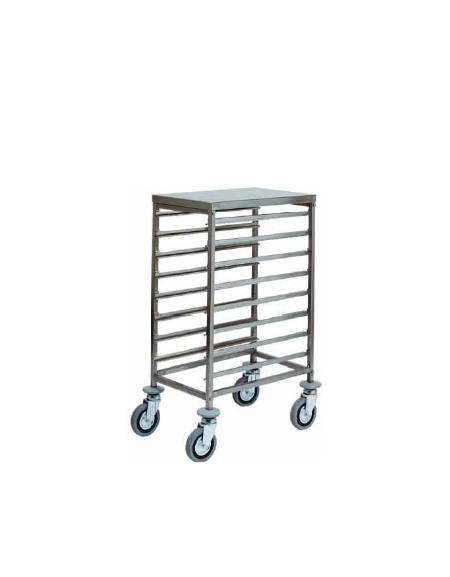 Carrello portateglie inox - Portata  8 teglie GN 1/1 cm 45x66x94h