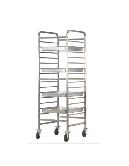 Carrello portateglie inox rinforzato - Portata 14 teglie GN 2/1 oppure 28 teglie GN 1/1cm 66x72x182h