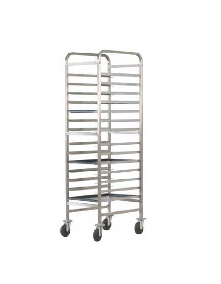 Carrello portateglie inox rinforzato - Portata 14 teglie 60x40 cm 53x72x182h