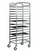 Carrello portateglie in acciaio inox - portata 14  teglie 60x40 cm 51x80x177 h