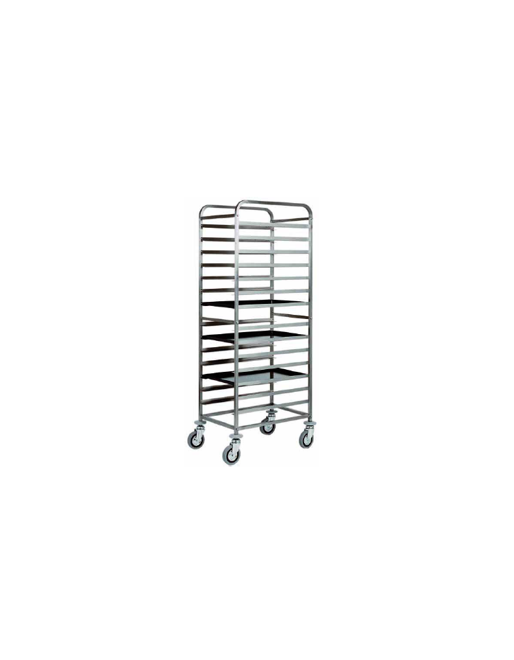 Carrello portateglie in acciaio inox - portata 20 teglie 60x40 distranza  fra guide 6 cm - cm 52x72x182h - Carrelli portateglie 