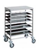 Carrello portateglie in acciaio inox - portata 8 teglie 60x40 - cm 52x72x94h