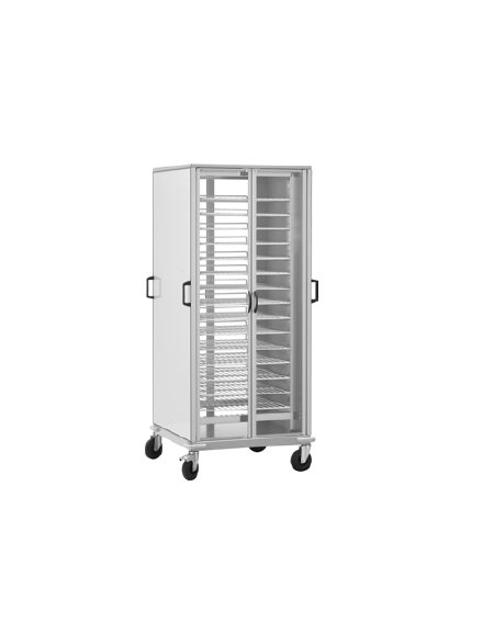 Carrello portapiatti armadiato portata 10 griglie verniciate GN2/1 cm 75x78x170h