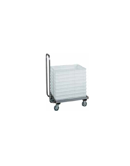 Carrello vasca portacassetti, in acciaio inox con manico per conduzione cm 72x42x96h