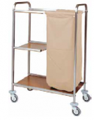 Carrello portabiancheria 3 piani 1 sacco in tessuto ignifugo. Ruote con paracolpi cm 79x43x129h