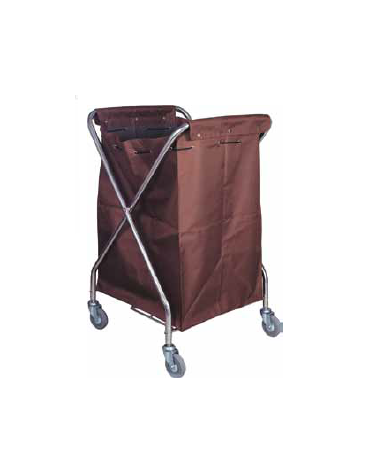 CARRELLO PORTABIANCHERIA PIEGHEVOLE - Sacco in tela - Ruote piroettanti - Dim. cm 62x64x100h