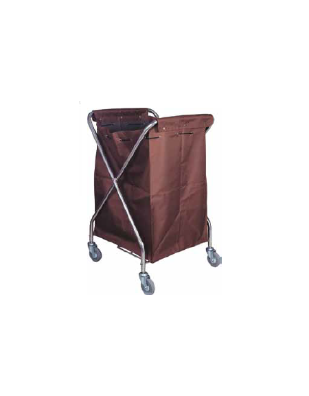 CARRELLO PORTABIANCHERIA PIEGHEVOLE - Sacco in tela - Ruote piroettanti - Dim. cm 62x64x100h