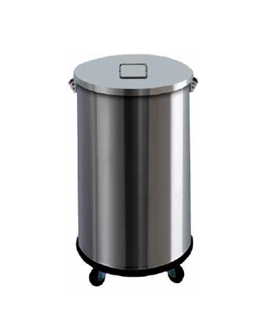 Pattumiera inox con ruote senza pedale , secchio interno, 63 Litri. Ø 39-60h