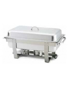 Chafing dish rettangolare con coperchio. bruciatori ad alcool. cm 67x37x41h