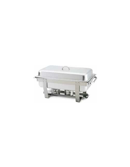 Chafing dish rettangolare con coperchio. bruciatori ad alcool. cm 67x37x41h