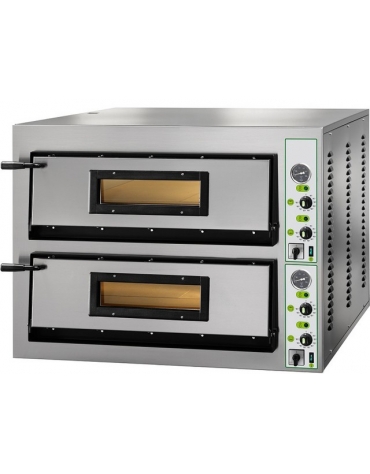 Forno pizza elettrico professionale 2 Camere da 4+4 Pizze - Dimensioni interne cm 72x72x14h