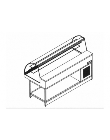 Vetrina fredda ventilata vetri curvi da cm. 200