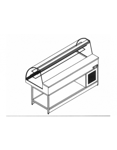 Vetrina fredda ventilata vetri curvi da cm. 200