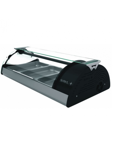 Vetrina refrigerata con 3 contenitori GN1/1 - apertura self service - illuminazione al led - cm 122x62x30h