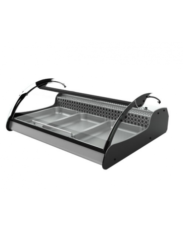 Vetrina refrigerata statica - 3 contenitori GN1/1 - apertura self service - mm 1000x882x400h