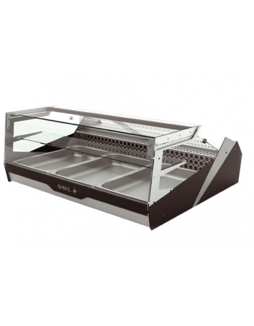 Vetrina refrigerata statica - 3 contenitori GN1/1 - 2 piani di appoggio - mm 1000x882x400h