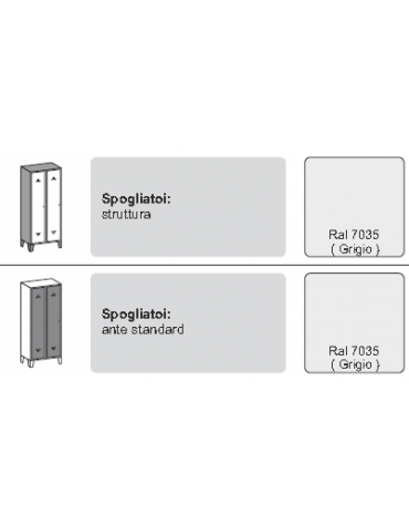 ARMADIO SPOGLIATOIO 2 POSTI - anta grigio - cm. 70 x 35 x 180 h.