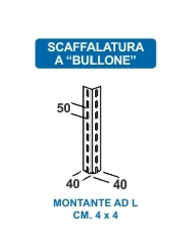 Scaffale metallico in acciaio 5 ripiani cm 70x30x250h - Montaggio a bulloni