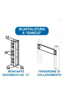 Scaffale metallico in acciaio 4 ripiani cm 120x30x200h - Montaggio a gancio