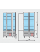 Vetrina refrigerata verticale per pasticceria Dimensioni: larghezza mm.910, profondità mm.823, altezza mm.1817.