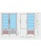 Vetrina doppia temperatura pasticceria/gelateria -larghezza mm.1270, profondità mm.690, altezza mm.1820