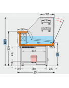 Vetrina fredda vetri alti dritti Dimensioni: larghezza mm.2480, profondità mm.974, altezza mm.1270.