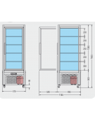 Vetrina refrigerata statica verticale Dimensioni: larghezza mm.675, profondità mm.695, altezza mm.1800.