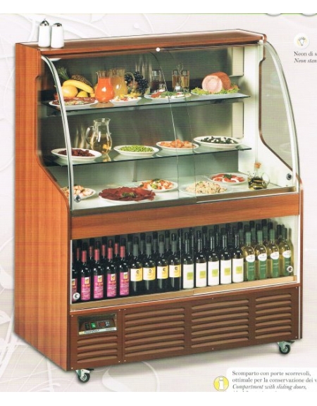 Carrelloespositore refrigerato statico Dimensioni: larghezza mm.1408, profondità mm.750, altezza mm.1750.