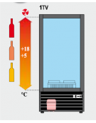 Vetrina refrigerata per vini Dimensioni: larghezza mm.723, profondità mm.550, altezza mm.1955.