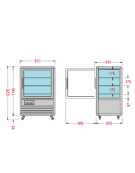 Vetrina espositiva verticale refrigerata temperatura -5° -18° C, dimensioni 810x643x1225h mm