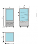 Vetrina espositiva verticale refrigerata. Adatta per pasticceria e gastronomia mm  700x770x1470h