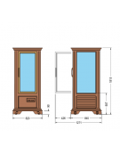 Vetrina espositiva verticale refrigerata in legno colore noce mm 820x845x1815h