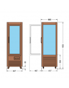 Vetrina espositiva verticale refrigerata in legno colore noce, con ripiani rotanti in vetro mm 607x660x1850h