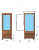 Vetrina espositiva verticale refrigerata in legno colore noce, con ripiani a griglia mm 700x730x1850h