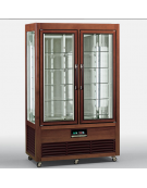 Vetrina espositiva verticale refrigerata in legno colore noce con ripiani in cristallo mm 1142x660x1850h