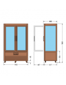 Vetrina espositiva verticale refrigerata in legno colore noce, con ripiani a griglia mm 1142x660x1850h