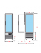 Vetrina espositiva verticale refrigerata con ripiani a griglie mm 595x658x1810h